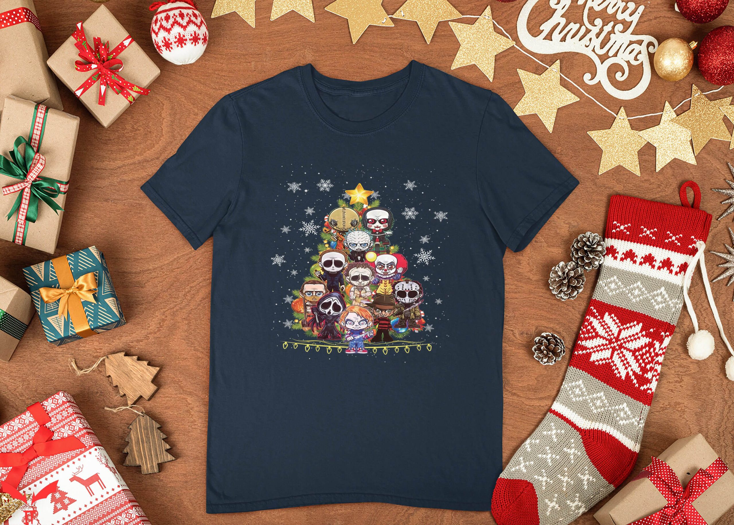 Pennywise Friends T-Shirt Christmas Horror Movie Characters