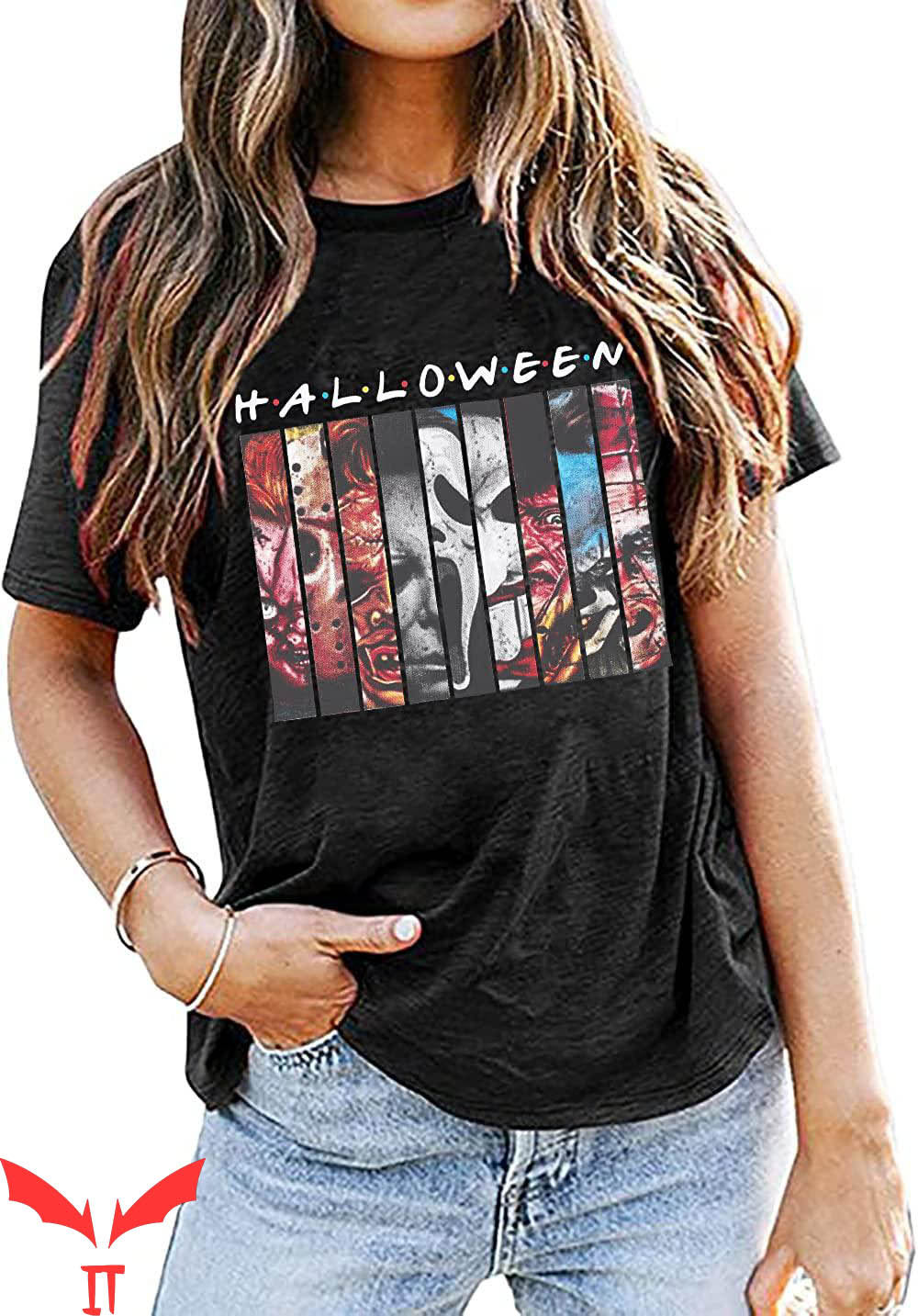 Pennywise Friends T-Shirt Halloween Horror Movie Graphic Tee