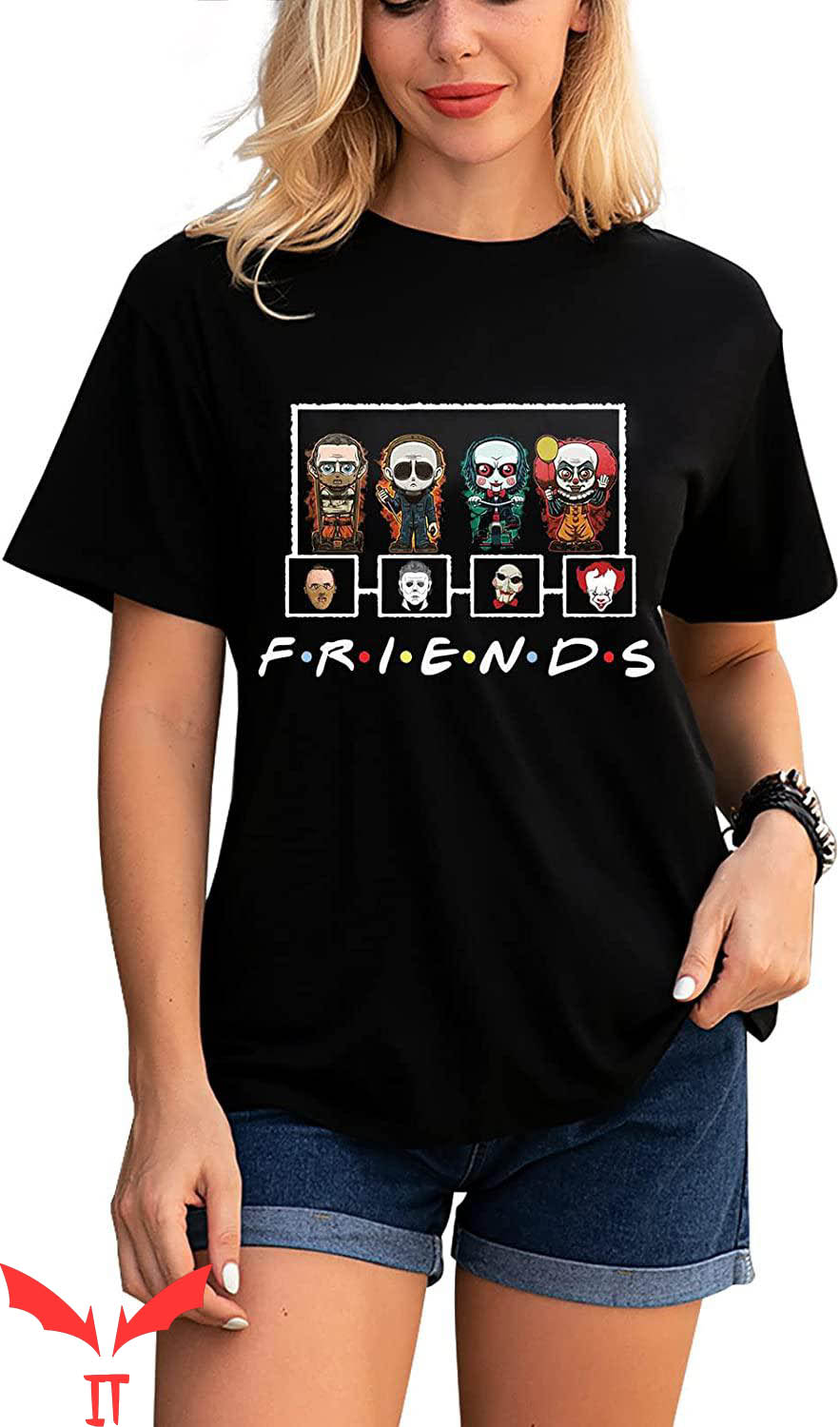 Pennywise Friends T-Shirt Halloween Killer Horror Movie Fan