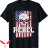 Rebel Flag T-Shirt Patriotic Flag With Skull Rebel Retro