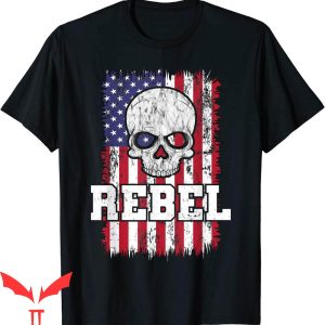 Rebel Flag T-Shirt Patriotic Flag With Skull Rebel Retro
