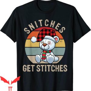 Snitches Get Stitches T-Shirt Funny Retro Matching Santa Hat