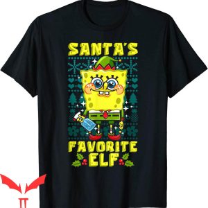 Spunch Bob T-Shirt Christmas Santa’s Favorite Elf Xmas