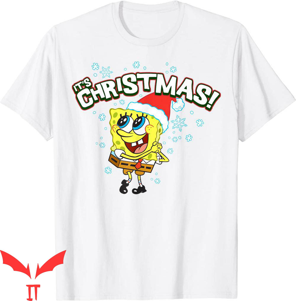 Spunch Bob T-Shirt Spongebob It's Christmas Snowflakes Tee