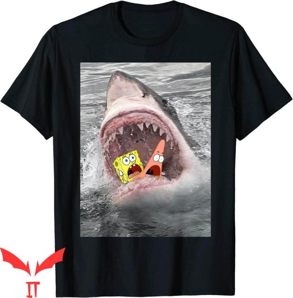 Spunch Bob T-Shirt Spongebob Shark Attack Humorous Tee