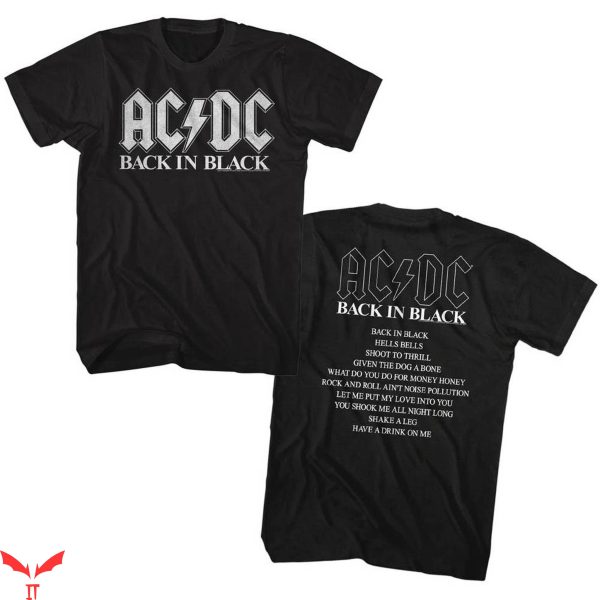 AC DC Back In Black T-Shirt Album Heavy Metal Rock Music Tee