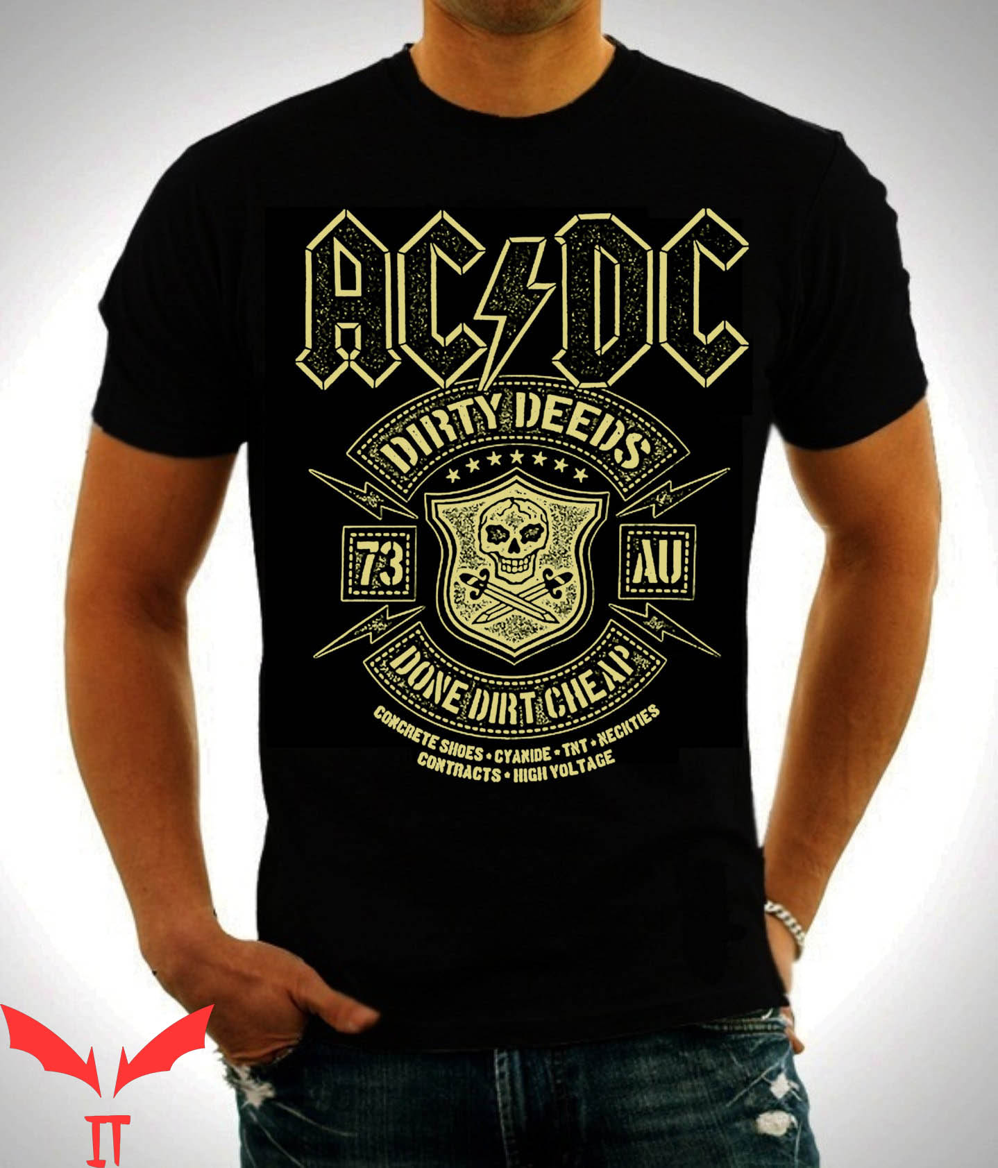 AC DC Back In Black T-Shirt Dirty Deeds Done Album Rock
