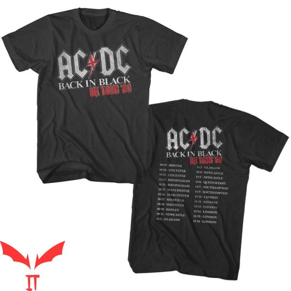 AC DC Back In Black T-Shirt UK Tour Heavy Metal Rock Music