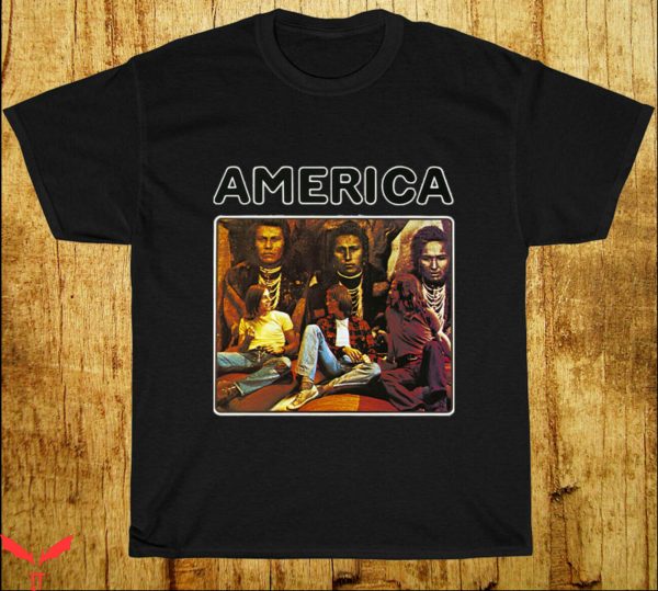 America Band T-Shirt Retro Vintage Rock Music Tee Shirt