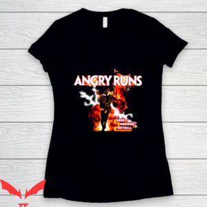 Angry Runs T-Shirt Cool Football Player On Fire And Thunder