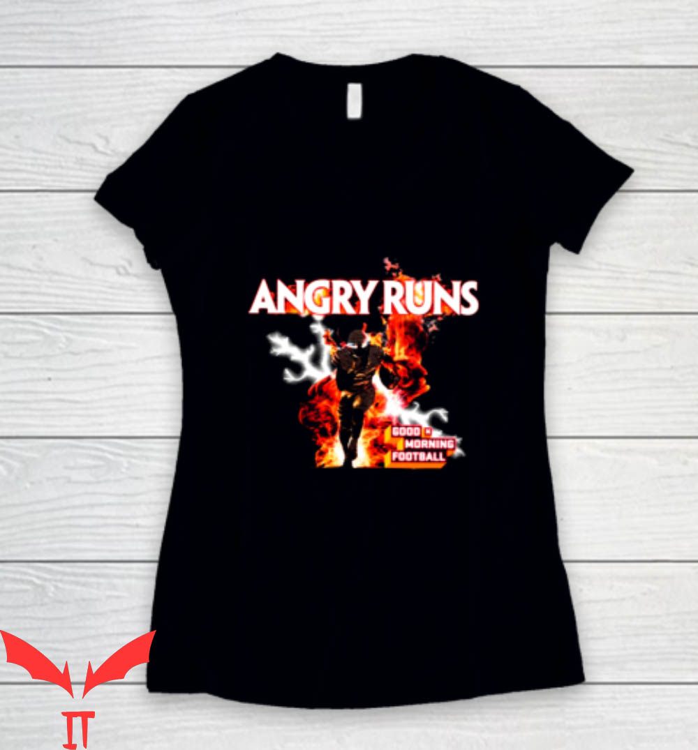 Angry Runs T-Shirt Cool Football Player On Fire And Thunder
