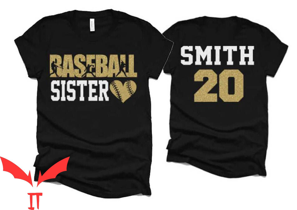 Baseball Sister T-Shirt Glitter Baseball That's My Bro Shirt