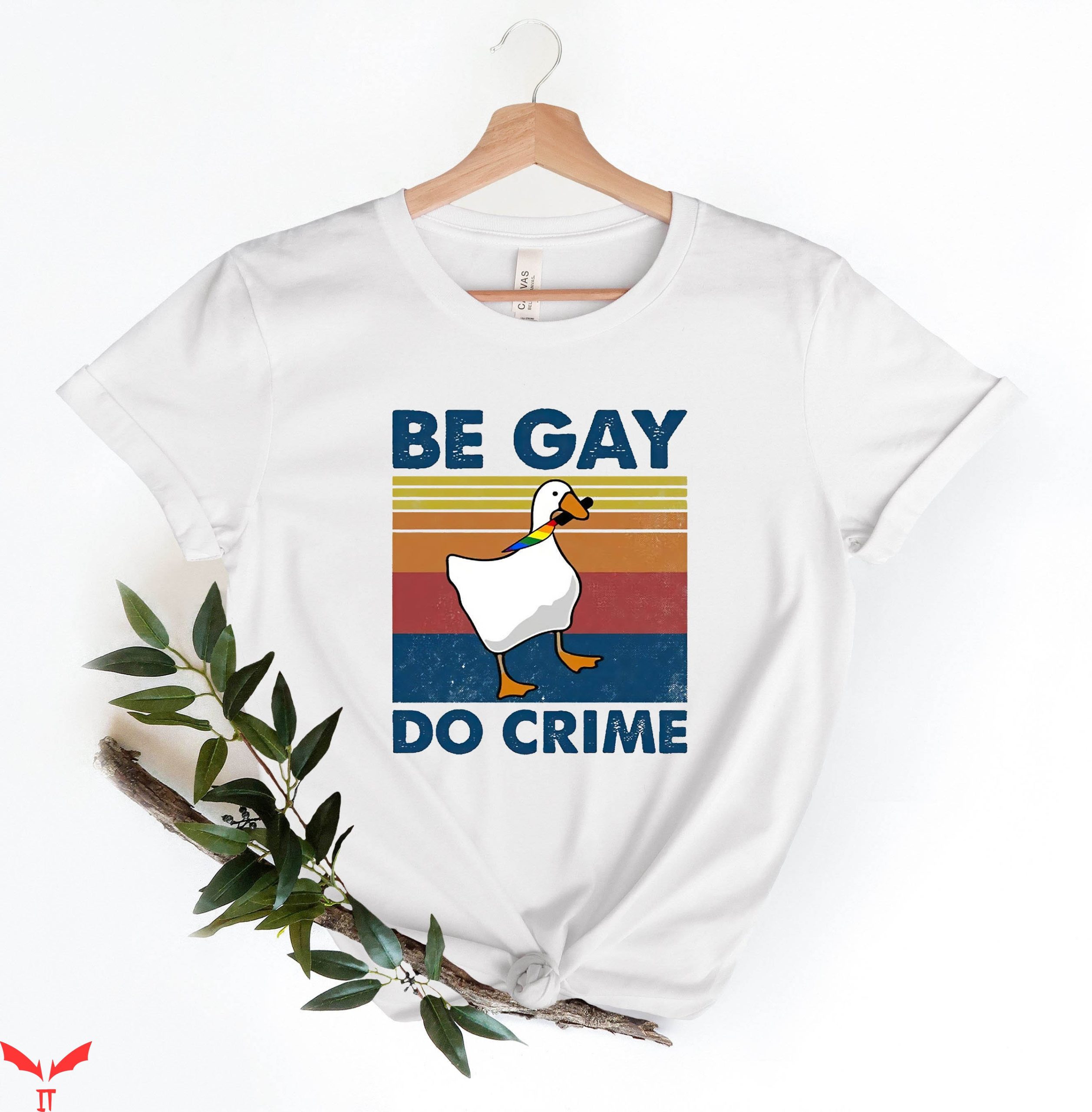 Be Gay Do Crime T-Shirt Funny Duck Goose LGBT Pride Tee