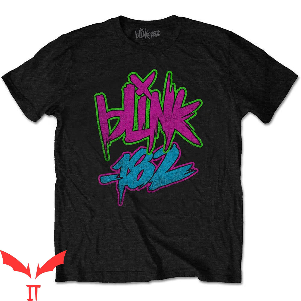 Blink 182 T-Shirt Neon Logo Rock Band Trendy Style Tee Shirt
