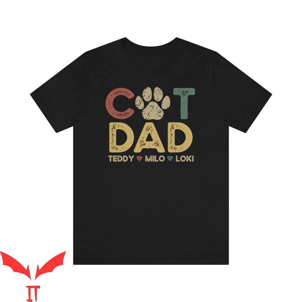 Cat Dad T-Shirt Trendy Funny Cat Lover Fathers Day Tee