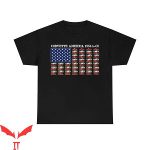 Corvette Racing T-Shirt Corvette Flag American Flag 1954 C8