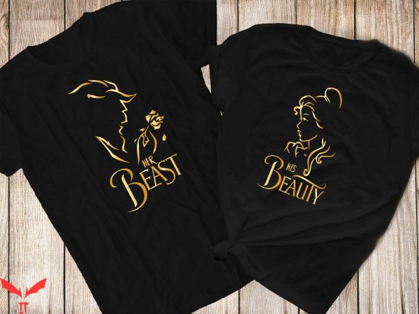 Couple Disney T-Shirt Beauty And The Beast Rose Couple