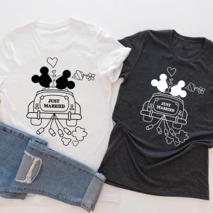 Couple Disney T-Shirt Just Married Disneyland Wedding