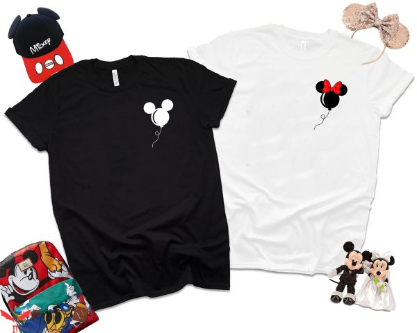 Couple Disney T-Shirt Mickey Minnie Balloons Disneyland