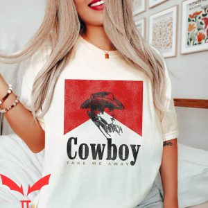 Cowboy Take Me Away T-Shirt Retro Smoking Trendy Meme