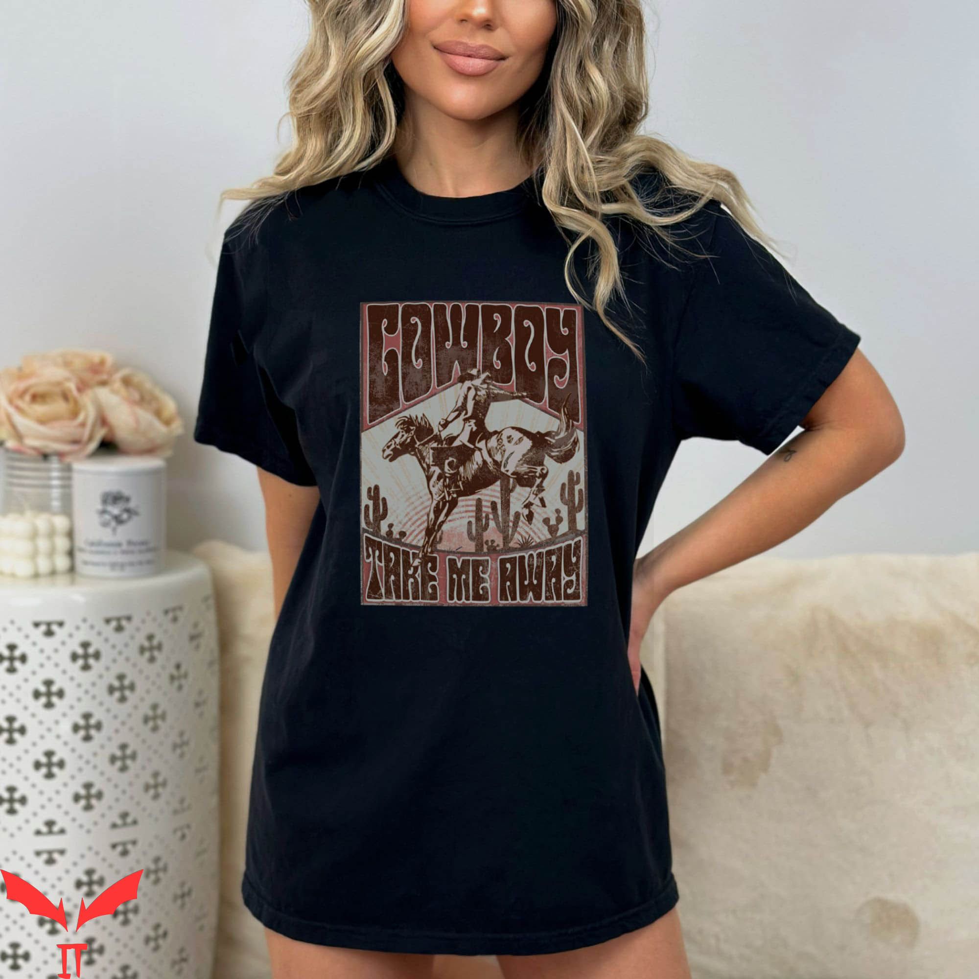 Cowboy Take Me Away T-Shirt Western Boho Cowgirl Vintage