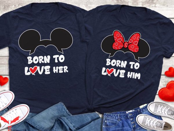 Disney Couple T-Shirt Born To Love Mickey And Minnie