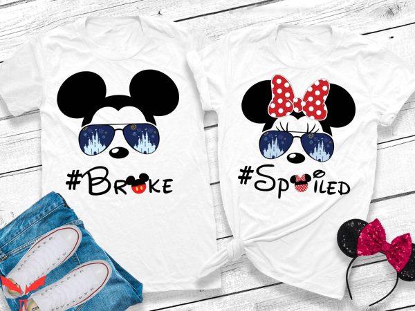 Disney Couple T-Shirt Broke And Spoiled Disney Best Day Ever