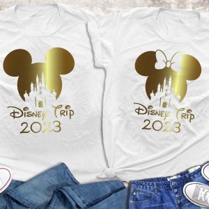 Disney Couple T-Shirt Disney Trip Gold Castle 2023 Couple