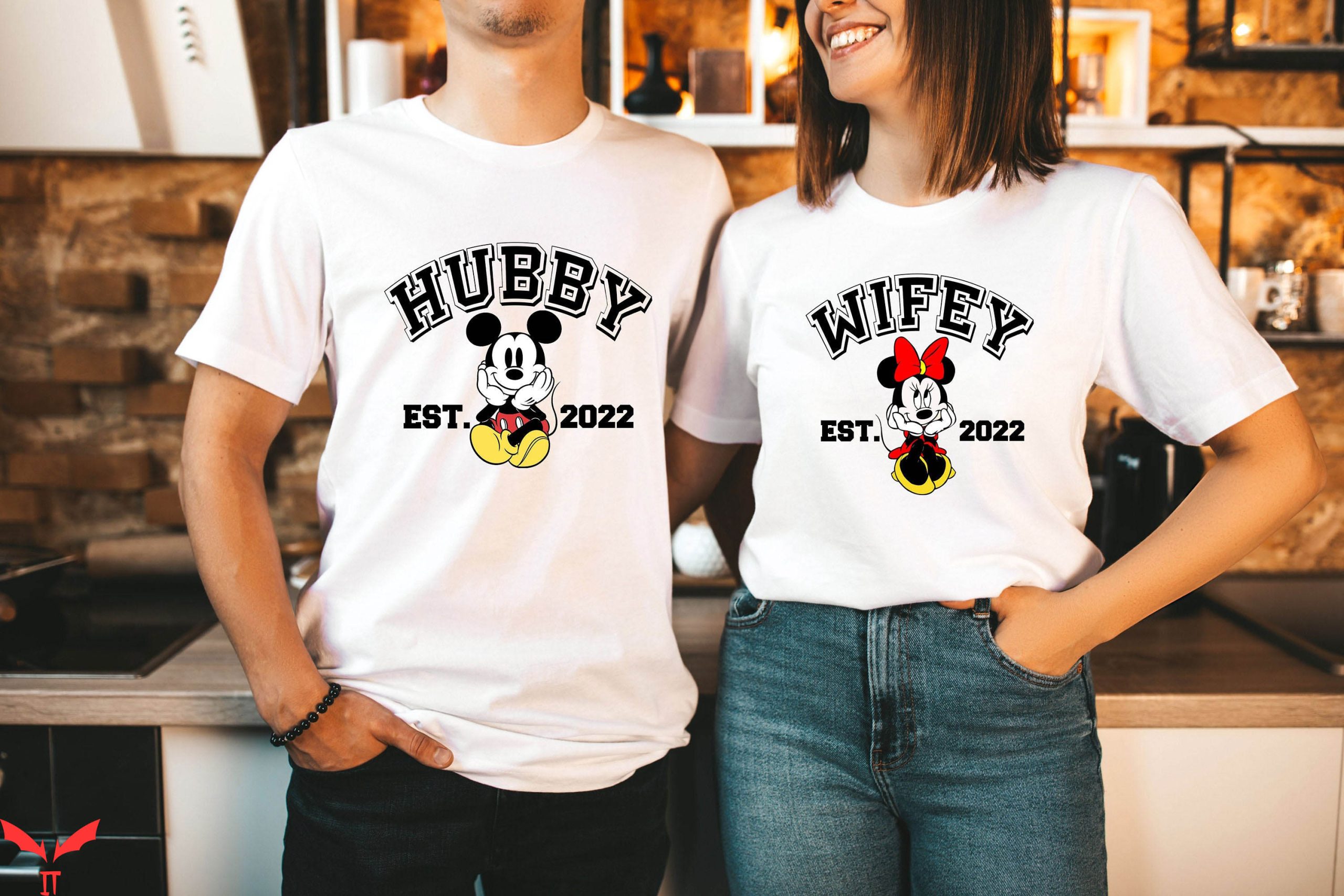 Disney Couple T-Shirt Mickey Hubby Minnie Wifey Honeymoon