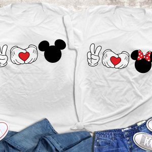 Disney Couple T-Shirt Peace Love And Disney Couple Shirt