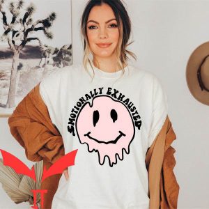 Emotionally Exhausted T-Shirt Natural Drip Smiley Face