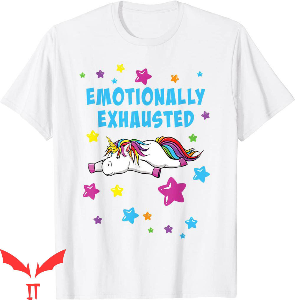 Emotionally Exhausted T-Shirt Tired Unicorn With Stars Cool