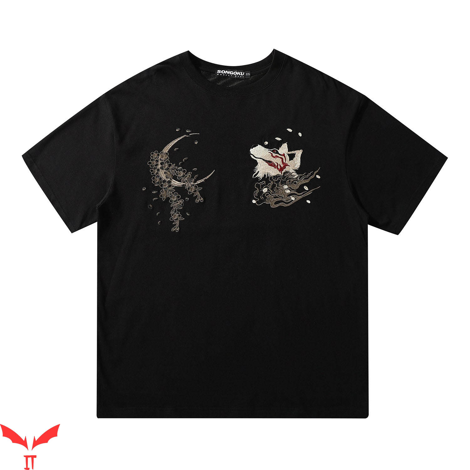 Japanese T-Shirt Nine-tailed Fox Embroidery T-shirt