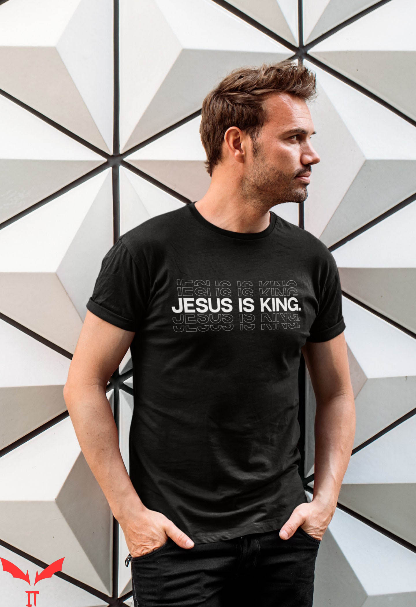 Jesus Is King T-Shirt Christian Minimal Faith Cool Design
