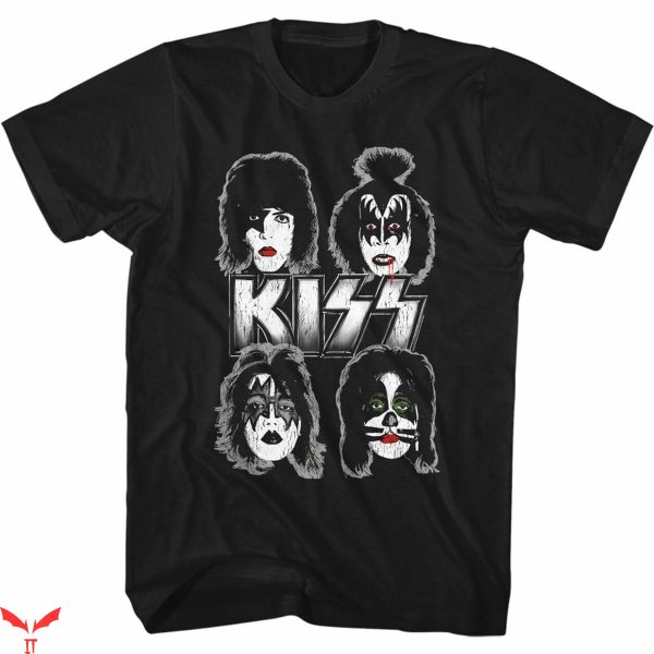 Kiss Vintage T-Shirt Kiss Band Faces Art T-Shirt