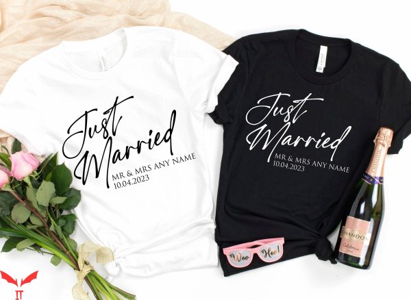 Matching Husband And Wife T-Shirt Just Married Trendy Tee