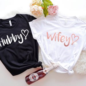 Matching Husband And Wife T-Shirt Wifey And Hubby Mr And Mrs