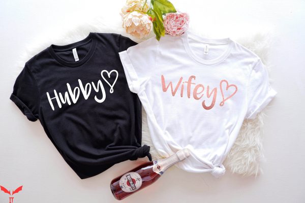 Matching Husband And Wife T-Shirt Wifey And Hubby Mr And Mrs