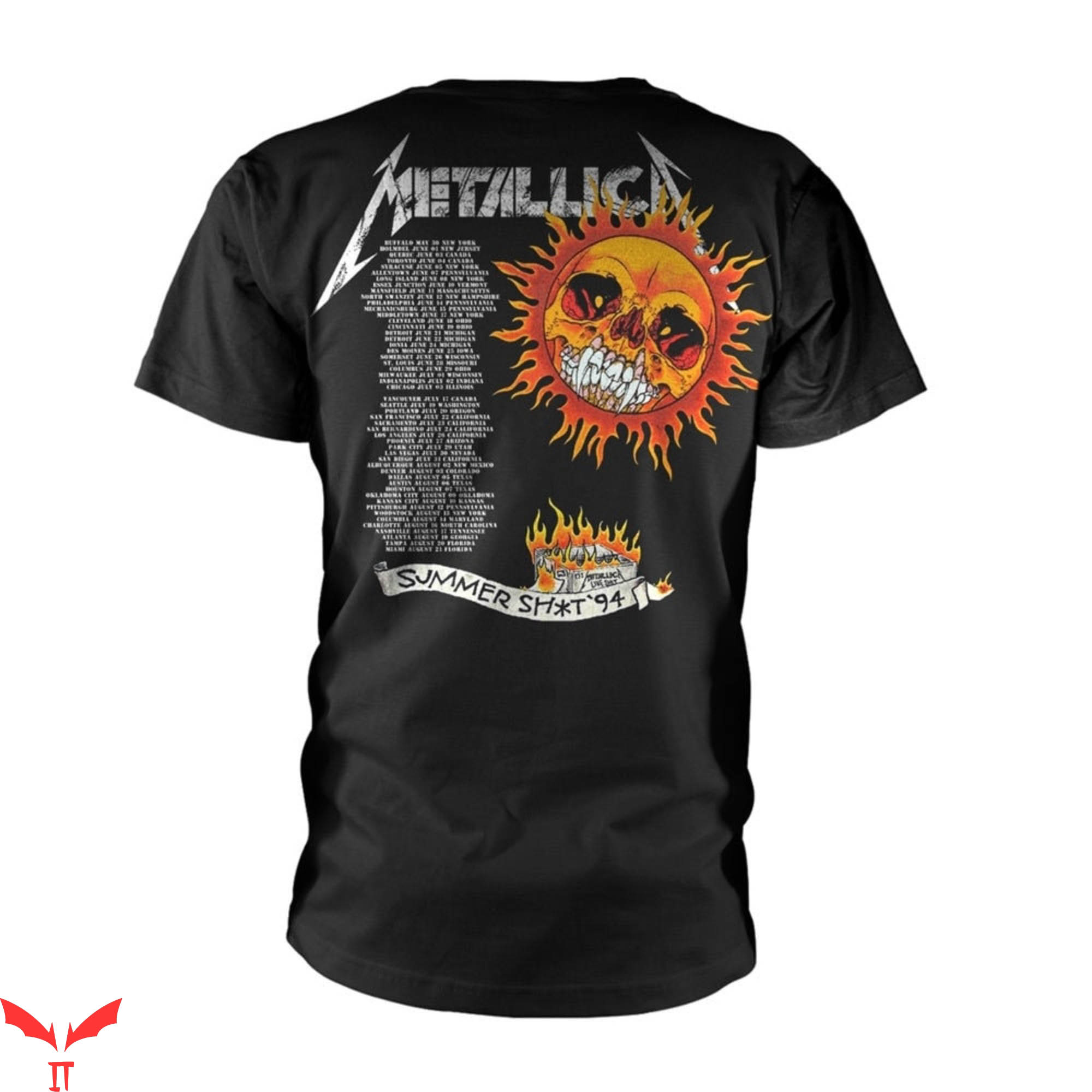 Metallica Pushead T-Shirt Heavy Metal Flaming Skull Tour '94