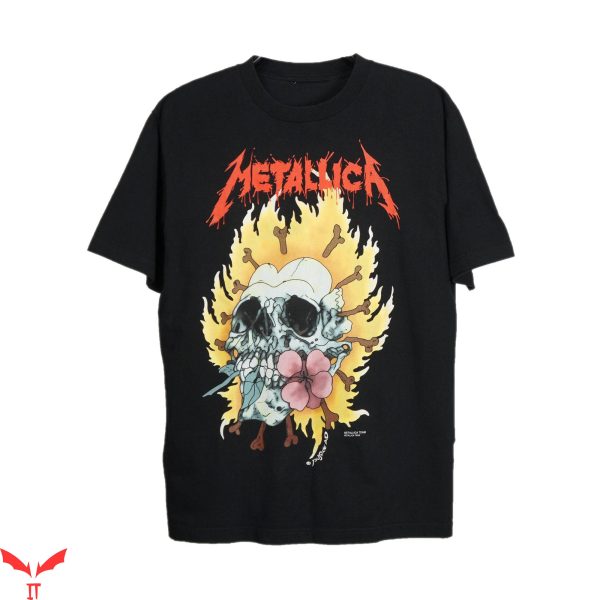 Metallica Pushead T-Shirt Vintage 90s Flaming Heart Skull