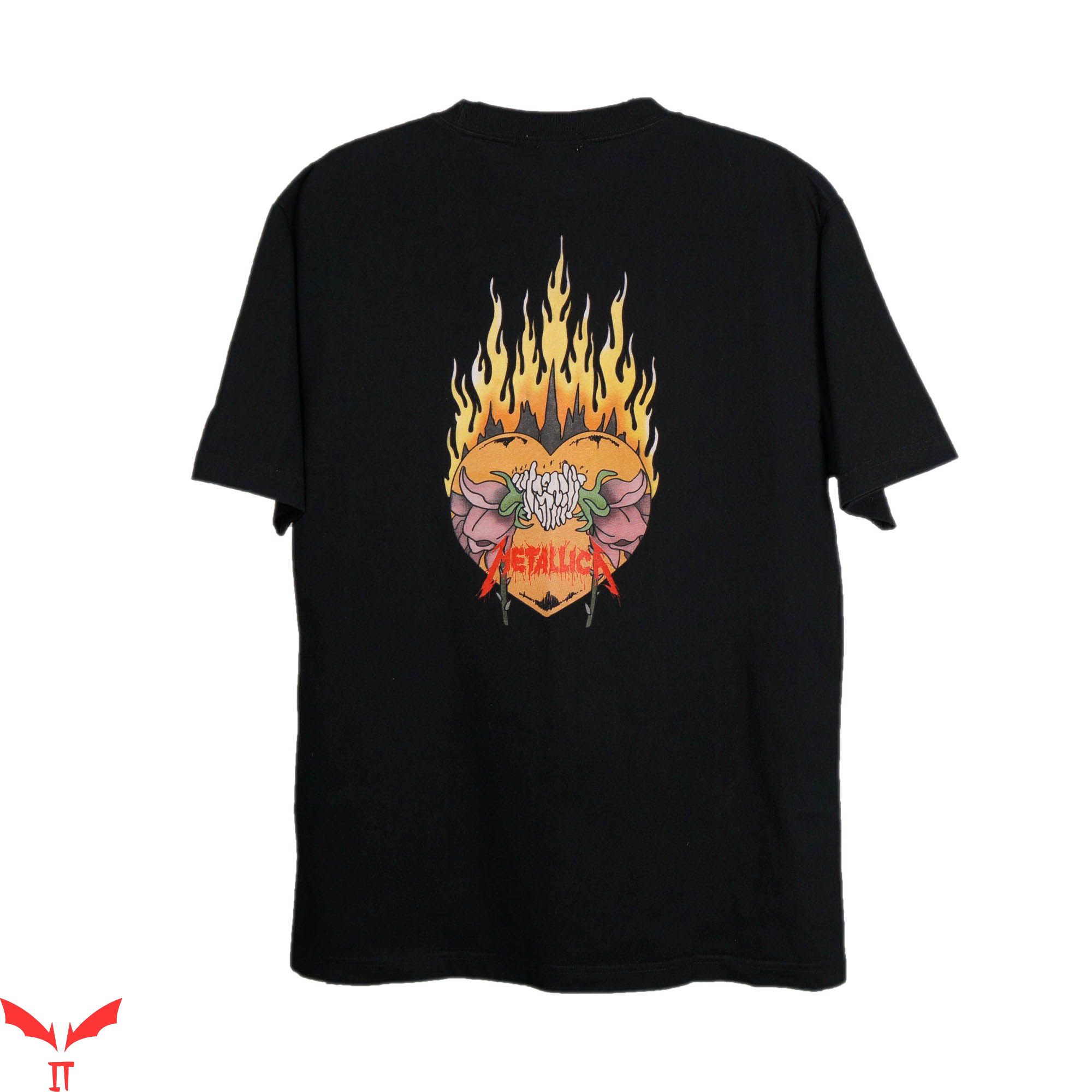 Metallica Pushead T-Shirt Vintage 90s Flaming Heart Skull