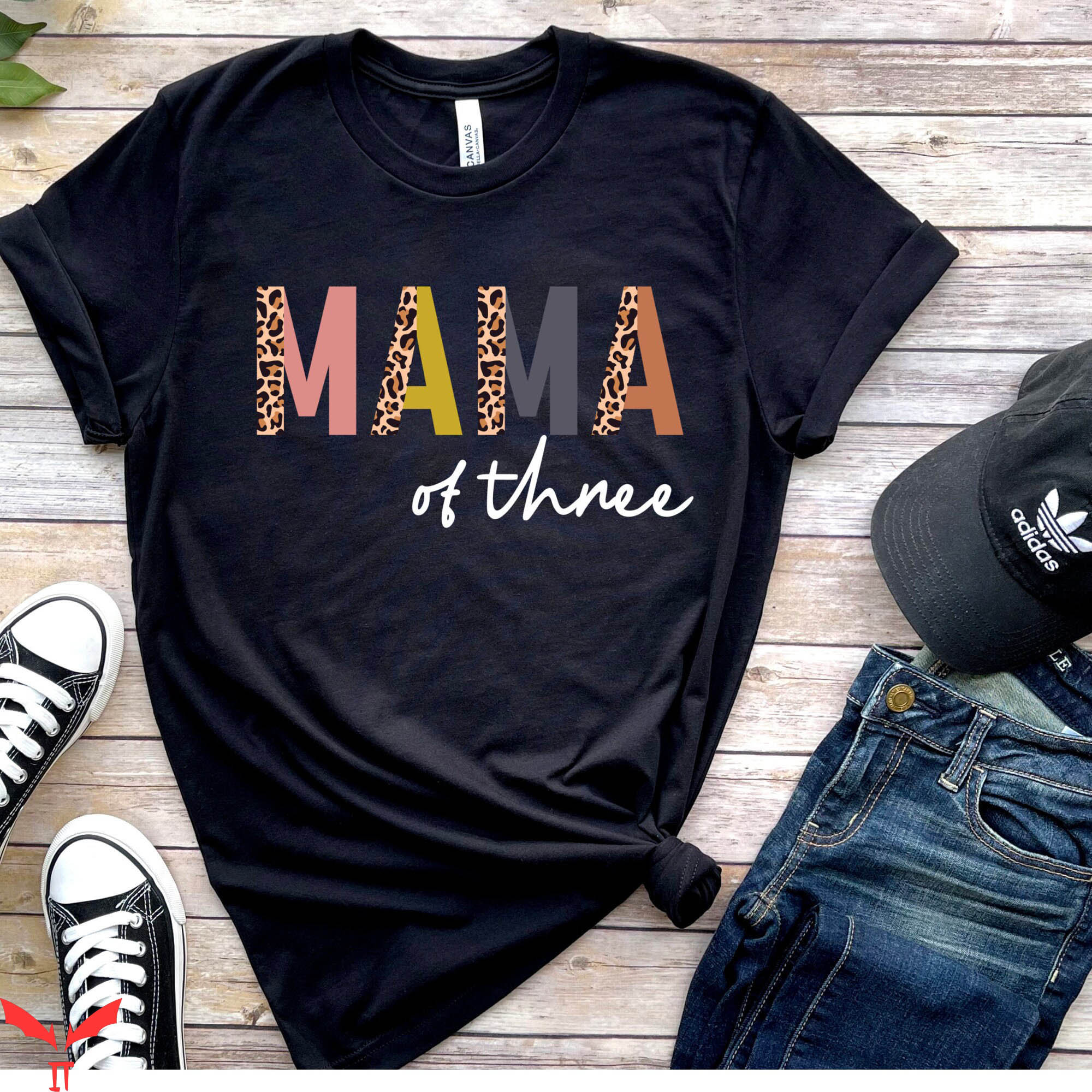 Mom Funny T-Shirt Mama Of Three Pregnancy Announcement
