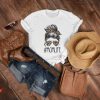 Mom Life T-Shirt Messy Mom Bun Leopard Skull Hashtag