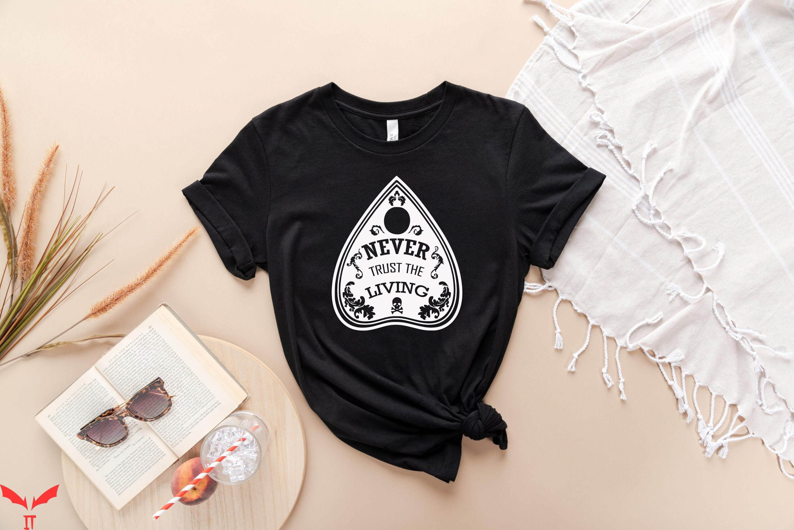 Never Trust The Living T-Shirt Halloween Quote Beetlejuice