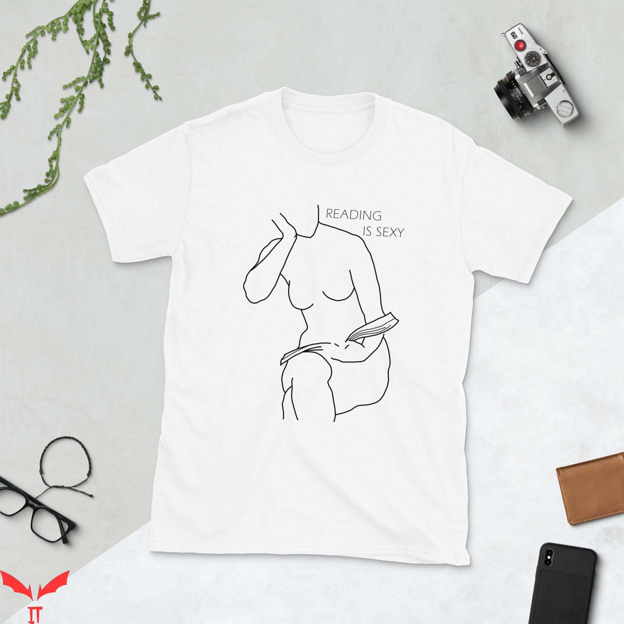 Reading Is Sexy T-Shirt Minimalist Woman Body Line Art