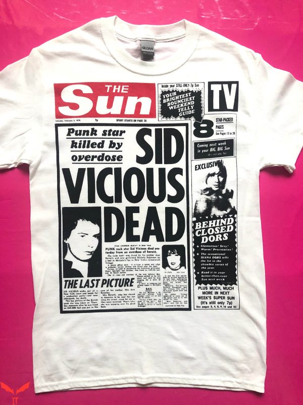 Sid Vicious T-Shirt Dead Punk The Sun Sex Pistols Tee
