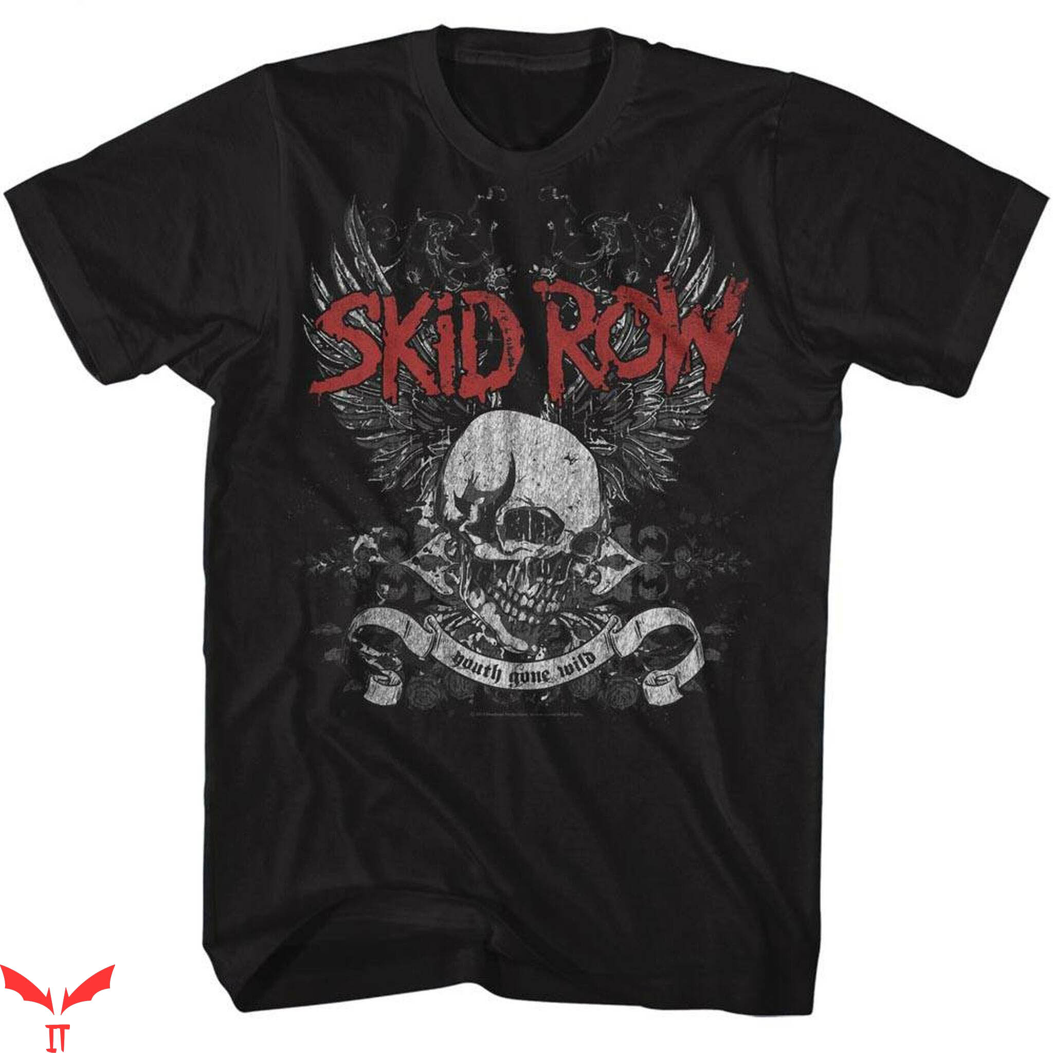 Skid Row T-Shirt Skull And Wings Heavy Metal Music Band