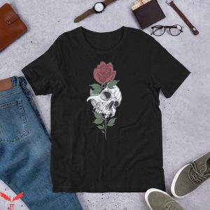 Skull And Roses T-Shirt Skeleton Red Rose Flower Tee Shirt
