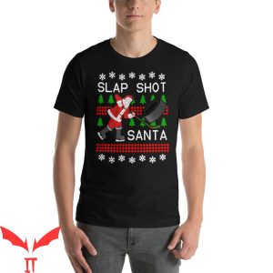 Slap Shot T-Shirt Santa Claus Hockey Christmas Tee Shirt