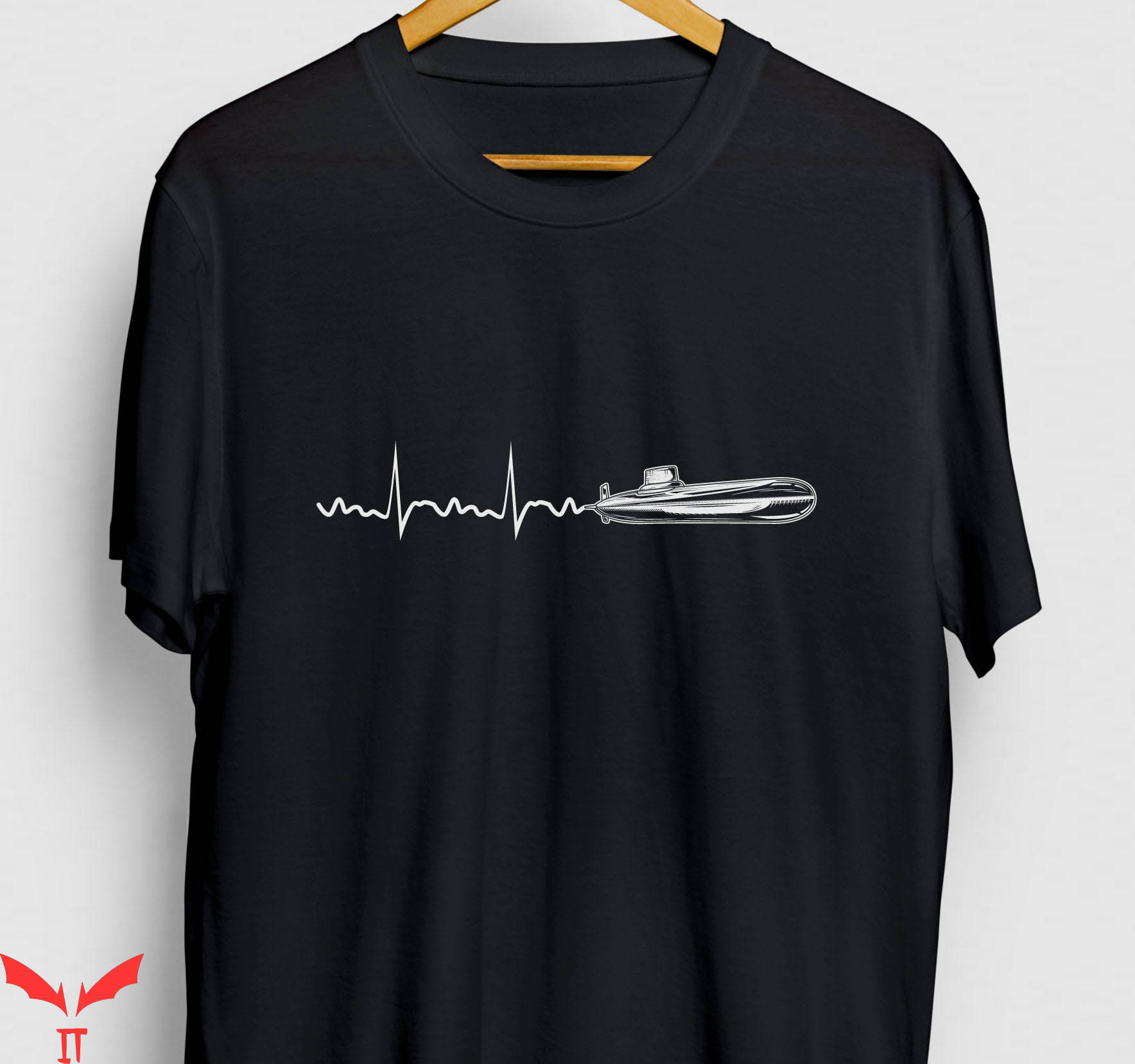 Submarine T-Shirt US Veteran Submariner Heartbeat Tee Shirt